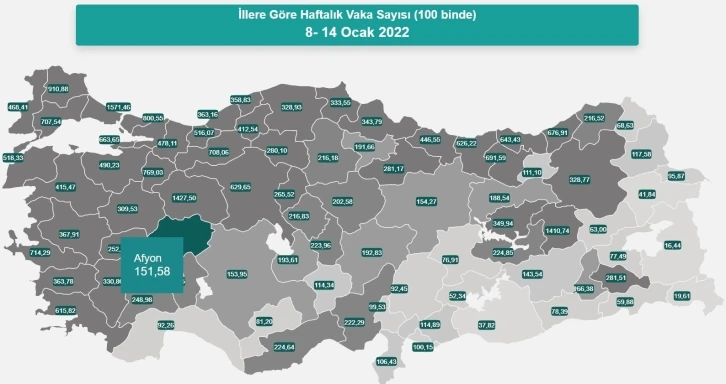 Afyonkarahisar’da korona virüs vaka sayısı bin 150’ye yükseldi
