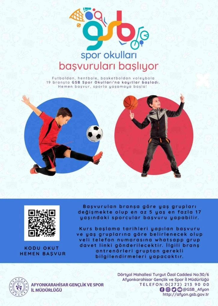 Afyonkarahisar’da ücretsiz spor eğitimleri başvurusu başladı
