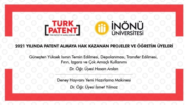 İki bilimsel araştırma projelerine patent
