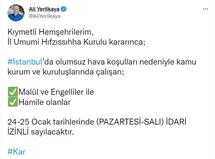 Kamu kurumlarında çalışan malûl ve engelliler ile hamileler 2 gün idari izinli
