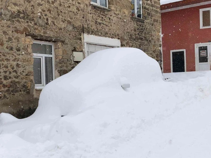 Kar kalınlığı 40 santimetreye ulaştı, araçlar karın altında kayboldu
