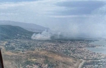 İzmir’de yerleşim yerlerine yakın ağaçlık alanda yangın
