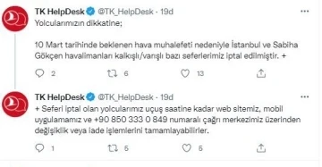 THY’nin bazı seferleri beklenen kar yağışı nedeniyle iptal oldu
