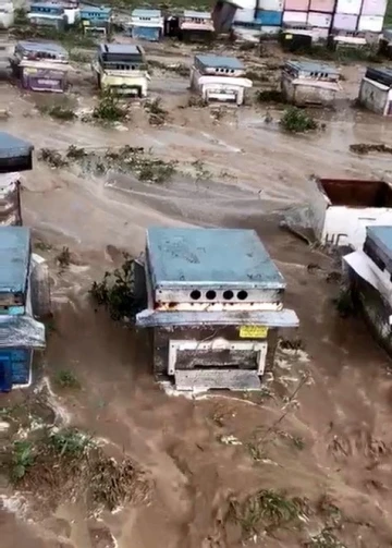 Yüzlerce kovan çamura gömüldü
